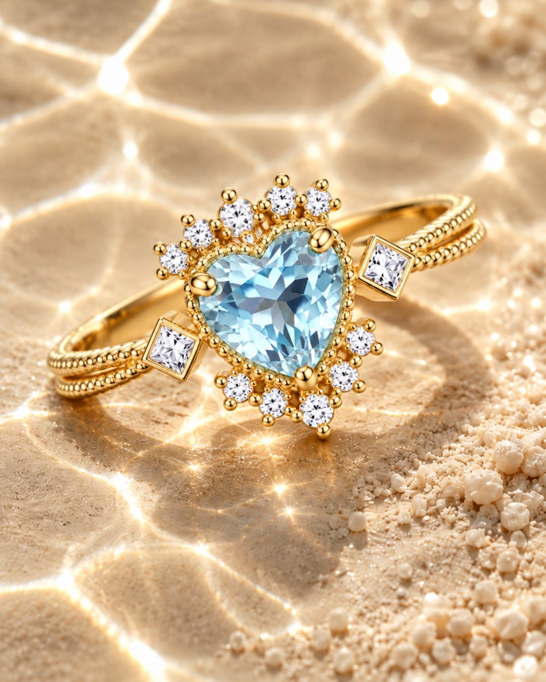 SKYLLA heart-shaped sky-blue ring – gallery view 1