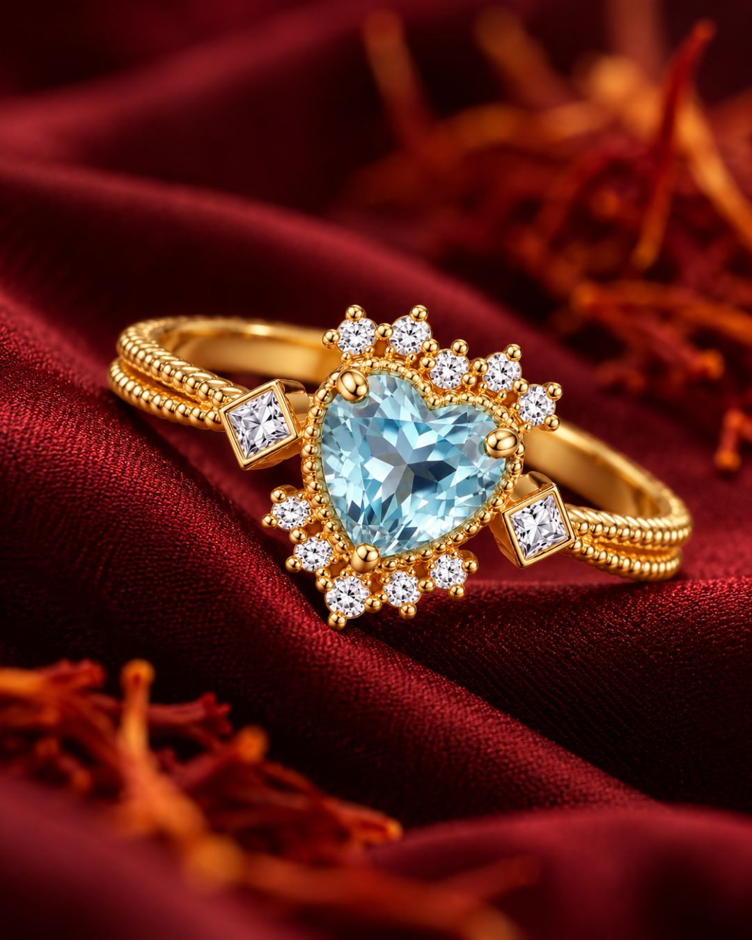 SKYLLA heart-shaped sky-blue ring – gallery view 3